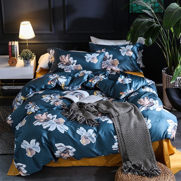 Luxury Egyptian Cotton Flowers Leaf Print Bohemia Duvet Cover Bed