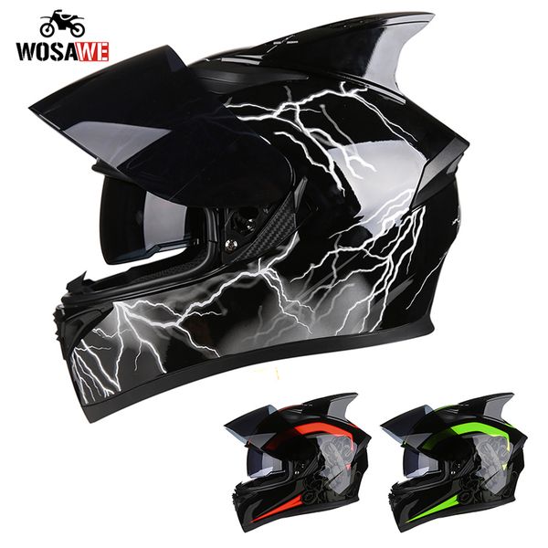 

wosawe motorcycle helmet visor liner full face helmet anti-fall motorbike safety head protection dot approved racing