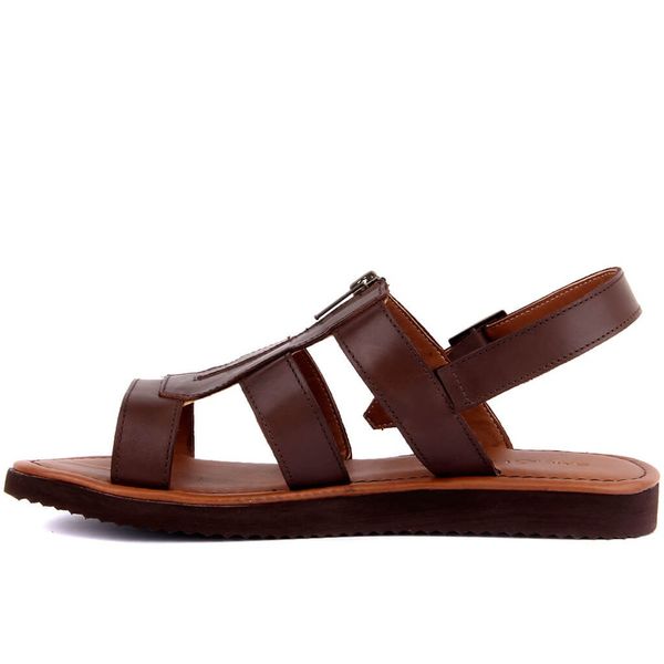 

sail lakers-brown leather men 's sandals, Black