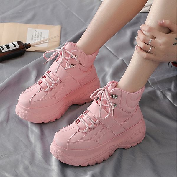 

casual women shoes the new spring autumn thick bottom high fashion trend female booties comfortable soft pink shoes, Black