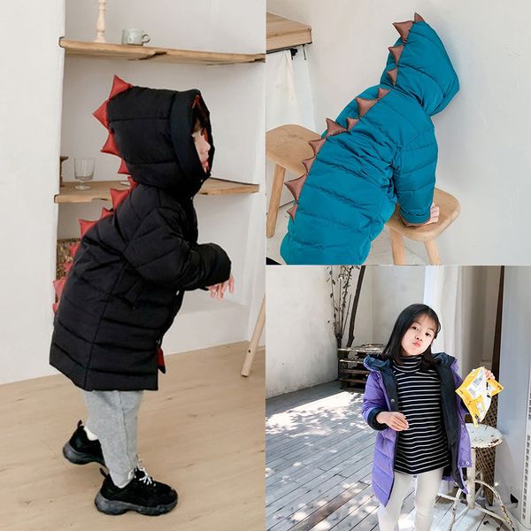

winter infant kids dinosaur snow wear baby boys girls zipper hooded jacket coat outerwear warm hoodies parka, Blue;gray