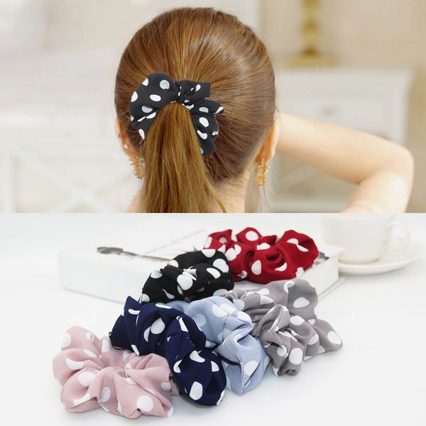 

valentines gift unique chiffon comfortable hair rope 1pc adjustable hair accessories elastic soft 6 colors big dot women korean