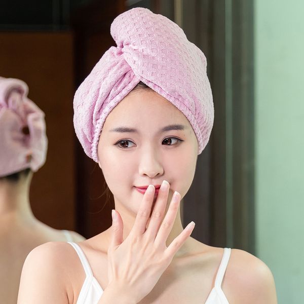 

japanese-style waffle dry hair cap womens super absorbent su gan mao bath cap hair dry hair towel cute towel soft