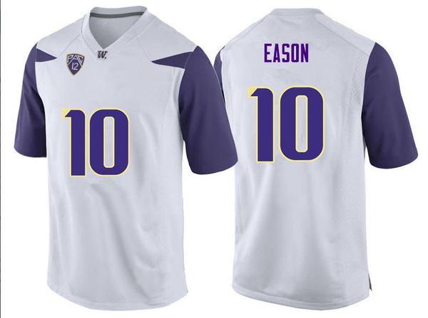 

rare purple men washing huskies #10 jacob eason white real full embroidery college jersey size s-4xl or custom any name or number jersey, Black;red