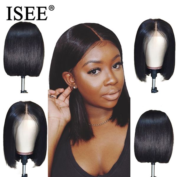 

straight lace frontal wig short bob human hair wigs straight 13x4 lace front wigs isee hair brazilian lace front human hair wigs, Black