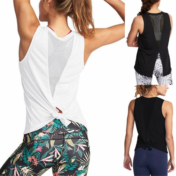 

women's summer sport vest t-shirt professional body-build fitness sleeveless yoga shirt solid round neck cotton vest, White;red