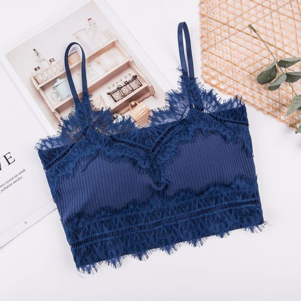 

women beautiful back cropped wireless lace tube camisoles underwear lingerie, Black;white