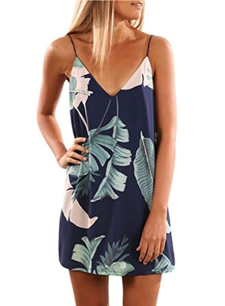 

sidefeel women v neck halter printed casual short strap mini dress, Black;gray