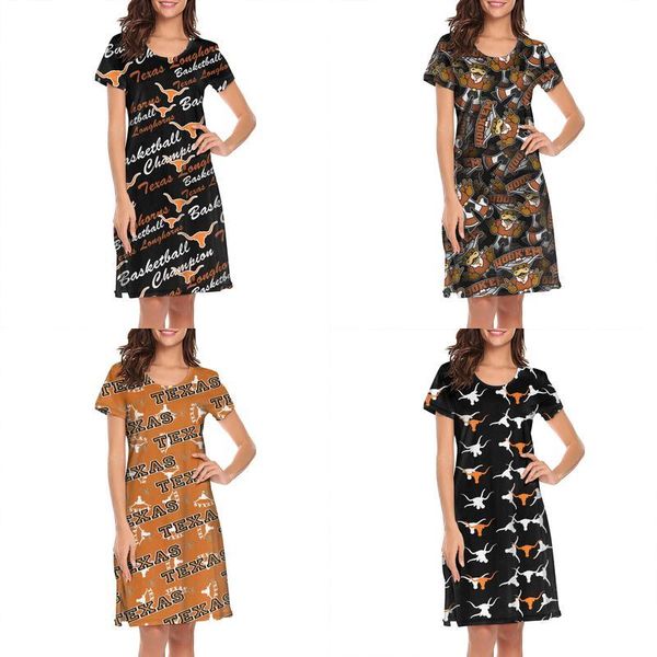 

womens design printing texas longhorns football black logo white plus size shirt dress make a friends printed loungewear fashion neon, Black;gray