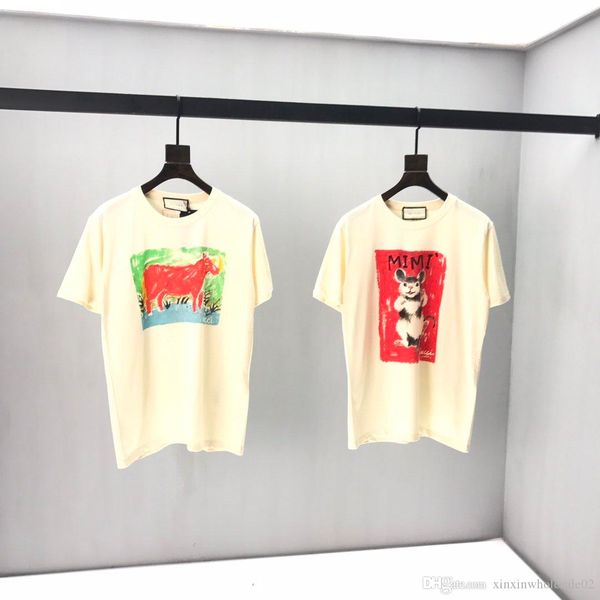 

ins hot european french 2020 весна и лето мода высокое качество буффало граффити печать мужская хлопчатобумажная смесь удобный топ бежевый т, White;black