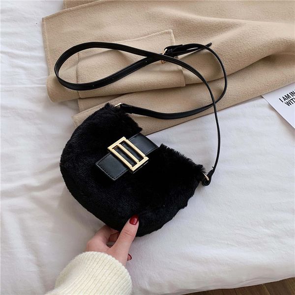 

fashion women shoulder messenger bag ladies crossbody bag mini plush saddle female mobile phone purse