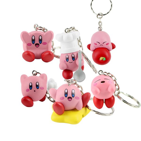 

6pcs/set 4cm kirby popopo mini pvc figures toys with keychain pendants y200703