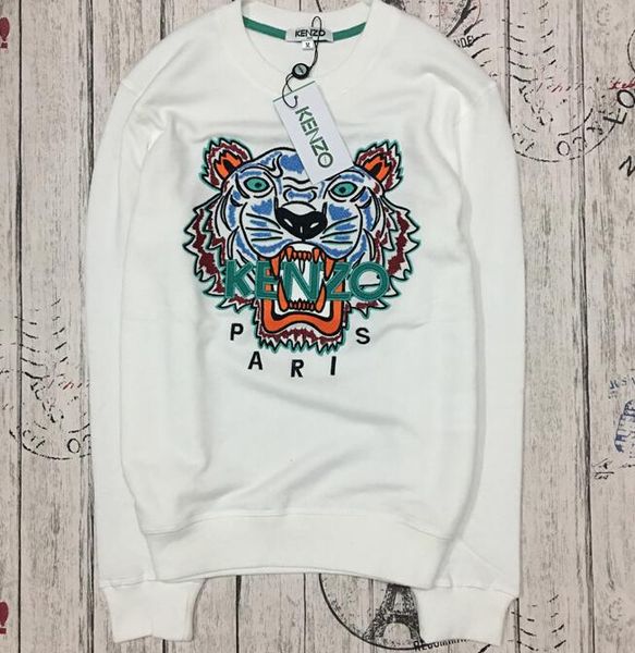 

2019 winter women fashion men women embroidered tiger sweater brand women men hoodie sweatshirts kenz fleece, Black