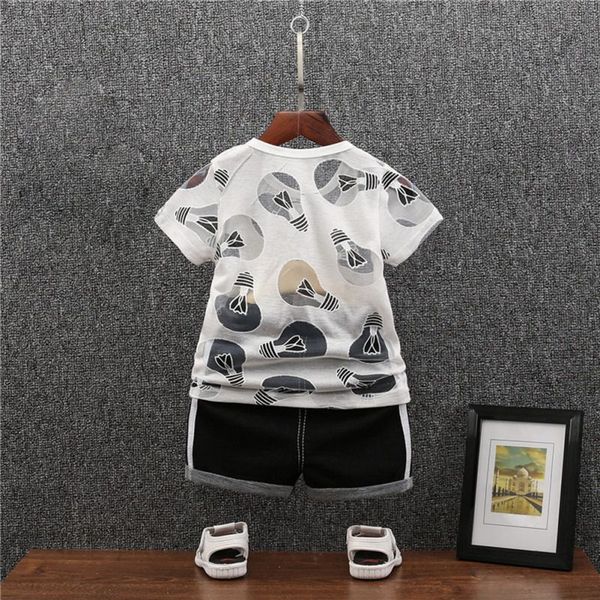 

baby boy set adorable light bulb printed short sleeve t-shirt blouse shorts casual outfits kid clothes#25a, White