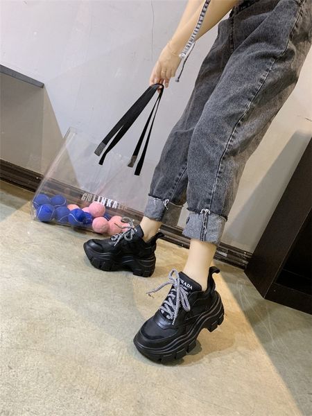 

fashion brand women's shoes luxury platform boots p home dad shoes couple wild color matching sports casual shoes large size 35-45, Black