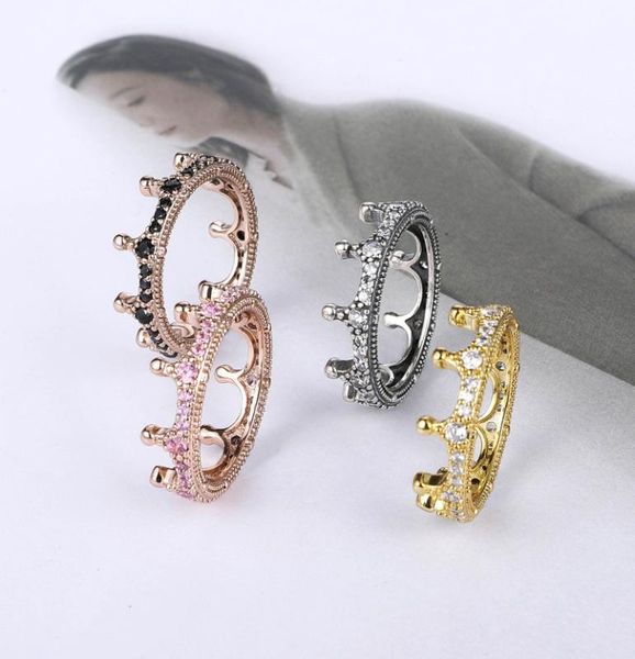 

rose gold silver black magic crown ring fashion princess temperament simple index finger female ring gift, Golden;silver