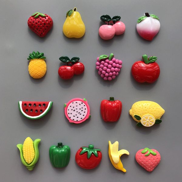 

10pcs cute fruit and vegetable refrigerator stickers magnets message holder kitchen ornament home decor