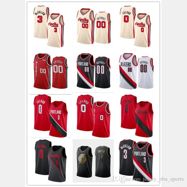 

men youth portland trail blazers cj mccollum 00 anthony 0 lillard black white 2019/20 city edition nba player jersey 04, Black;red