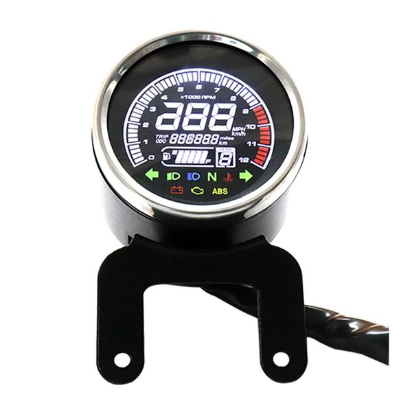 

12v motorbike led speedometer tachometer odometer fuel level gauge assembly