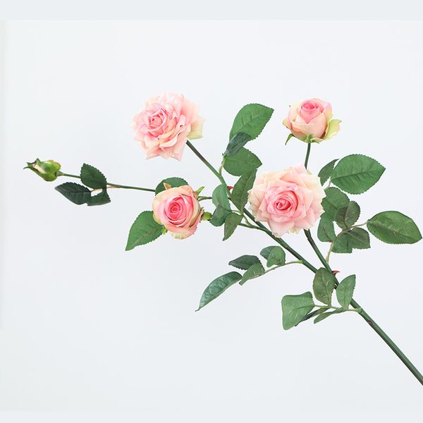 

artificial silk rose flowers bouquet fake leaves wedding home decoration