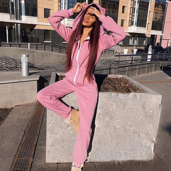 

rompers women pocket casual jumpsuit autumn stretchy streetwear patchwork romper pockets zippers long sleeve hooded overalls, Black;white