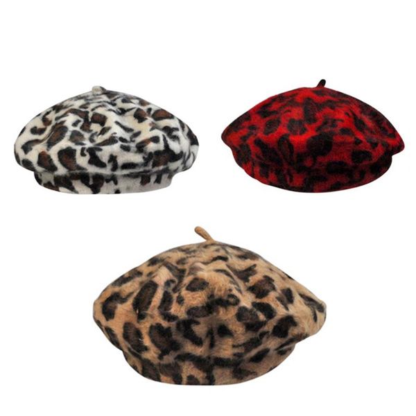 

lovely women corduroy leopard printed beret hat winter warm french artist beanie cap harajuku new spring autumn, Blue;gray