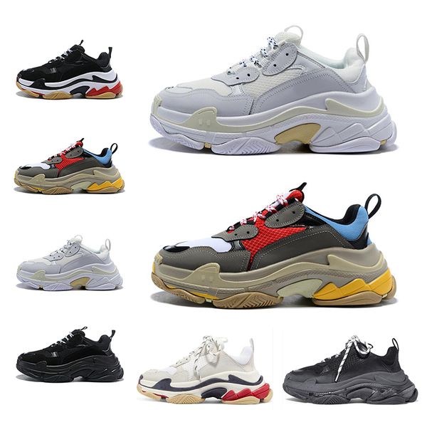 

desiger париж нового прибытия тройки сек мода кроссовки для женщин мужских белой желтой черного верха качество причинного папа обувь