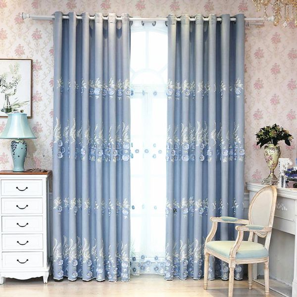 

european fresh pastoral atmosphere relief embroidery shading curtains for living dining room bedroom