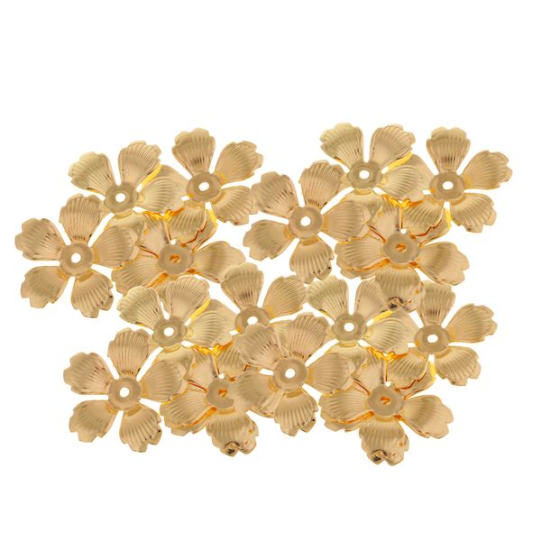 

30pcs golden metal filigree flower bead caps spacer