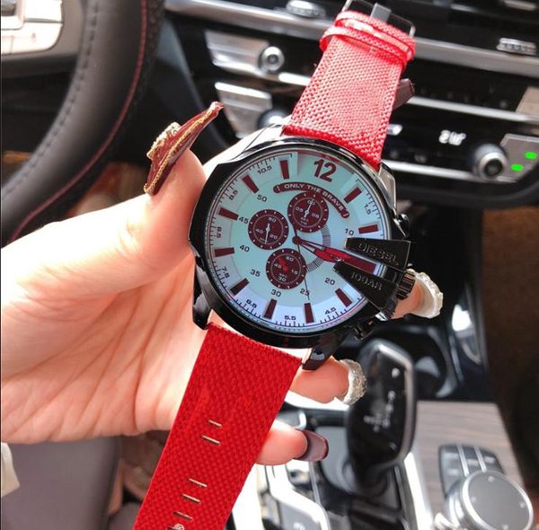 

новый модный бренд мужские часы нейлоновый ремешок спорт на открытом воздухе кварцевый большой циферблат календарь часы роскошные часы все р, Slivery;brown