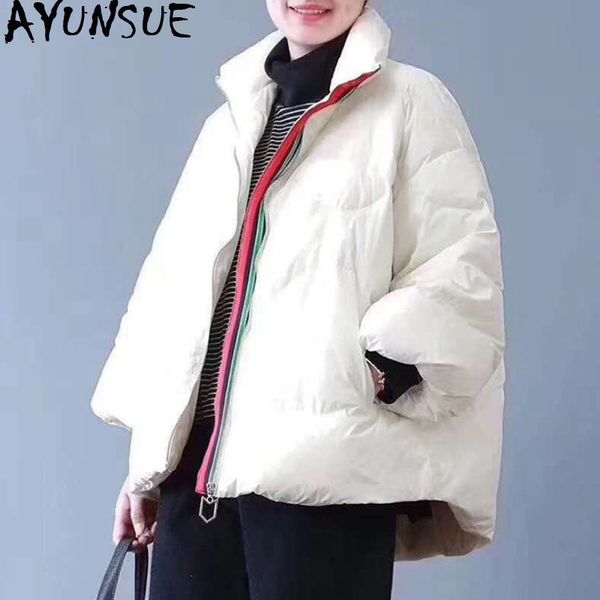 

white duck down jacket women korean loose winter coat women oversize light female jacket 2019 abrigos mujer wt0019 kj2618, Black