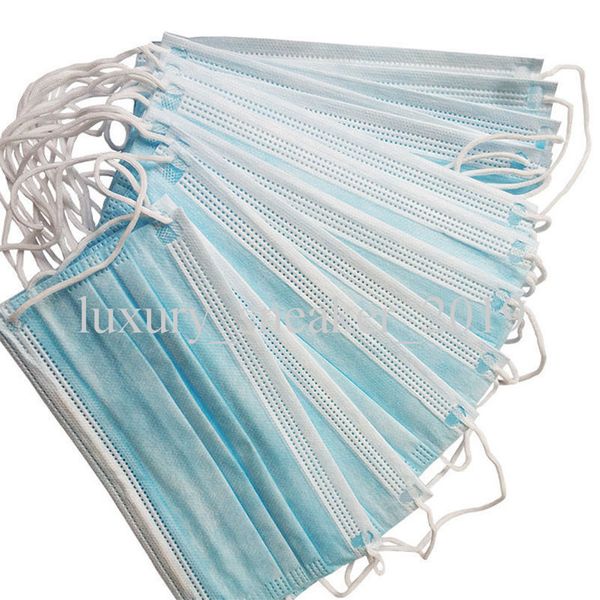 

dhl disposabl 50pcs filter masks 2020 3-layers non-woven breathable face mask blue anti-dust earloop proof part