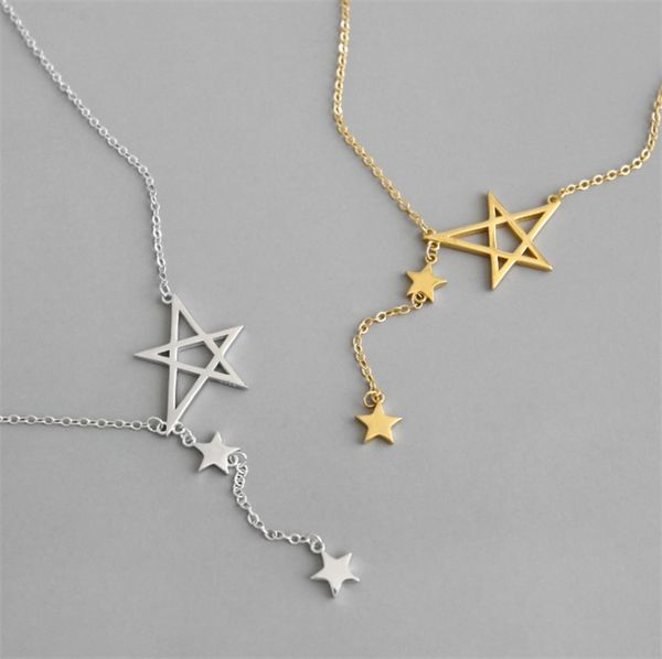 

Xf308 korean 925 terling ilver necklace in imple mall five pointed tar female necklace clavicle temperament ilver chain