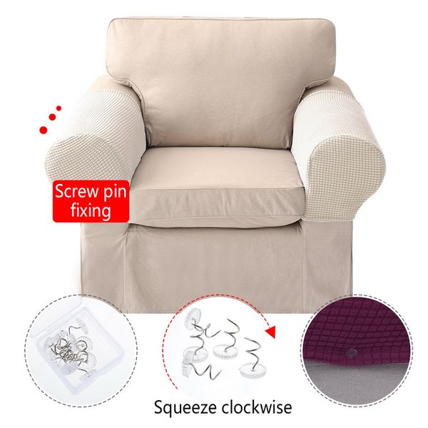 

junejour 2pcs/set removable arm stretch sofa couch chair protector armchair covers armrest 50x26x16cm+1 box mounting nails