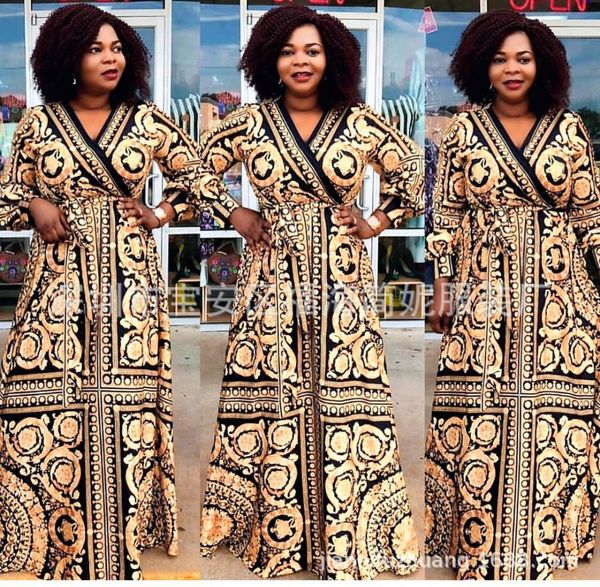 

african dresses for women african clothes africa dress print loose long sleeves dashiki ladies clothing ankara plus size dresses, Red