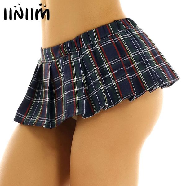 

women ladies japanese school pleated skirt micro mini preppy harajuku plaid skirts scottish grid a line miniskirt club wear, Black;gray