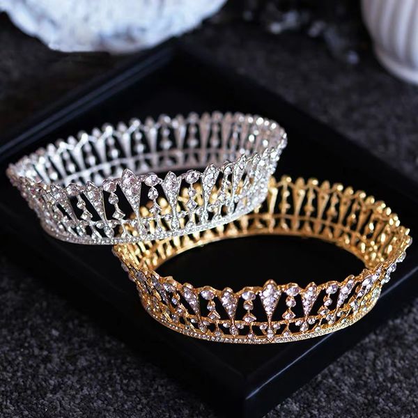 

круглый золото / серебро кристалл свадьба корона люкс оголовьем заставки диадемы корона набор свадебные прически аксессуары пром headdress, White;golden