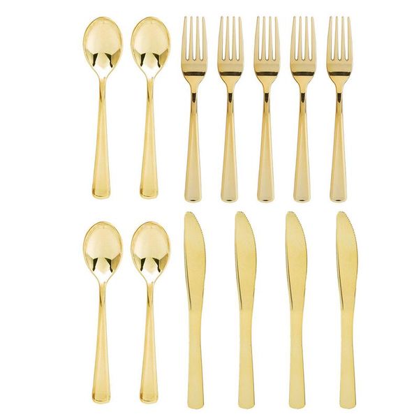 

12pcs disposable cutlery western dessert ice cream spoon long handle spoon fork set party tableware kits dinnerware decorations