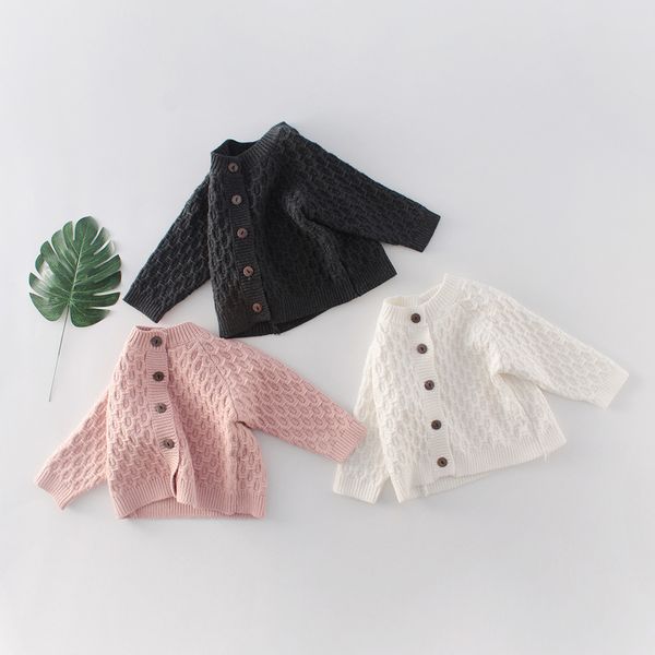 

ins explodes the spring 2020 baby clothes kids sweaters knitting pure color patterns cardigan jackets joker, Blue;gray