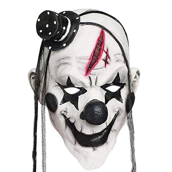 

faroot deluxe horrible scary clown mask men latex white hair halloween clown evil killer demon mask dropshipping