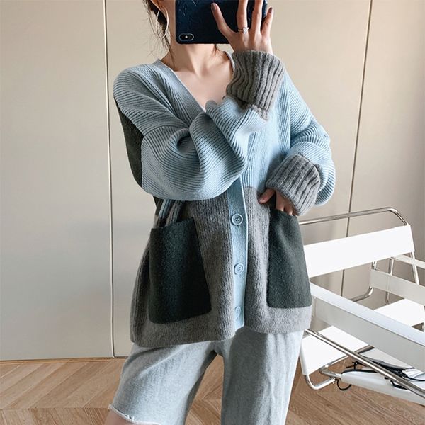 

новые цвета заплатки женщин вязаные свитера кардиган однобортный дамы трикотаж с длинным рукавом женский пиджаки топ с карманами, White