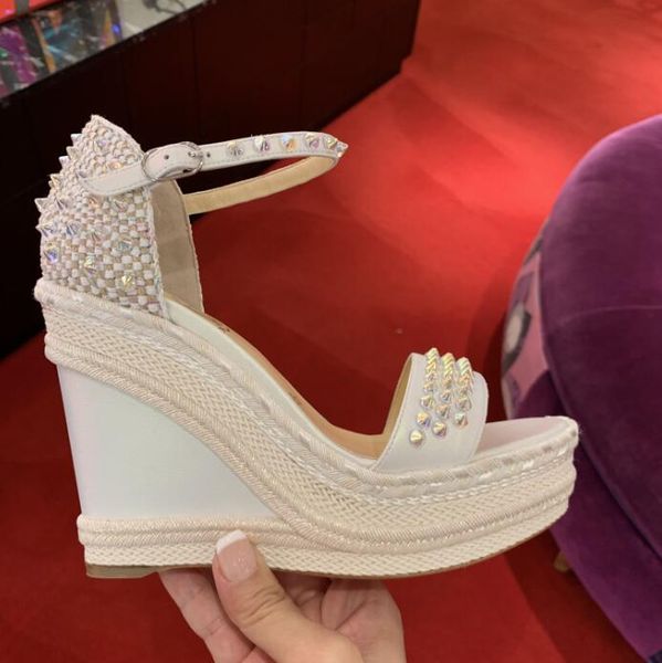 

fashion women red bottom shoes platfrom wedges sandals madmonica ankle strap spikes high heels ladies gladiator sandals eu35-42, Black