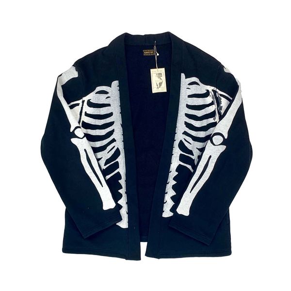 

mens designer jackets fashion brand high street bone bones robe coat cardigan skeleton ribs printing casual outwear, Black;brown