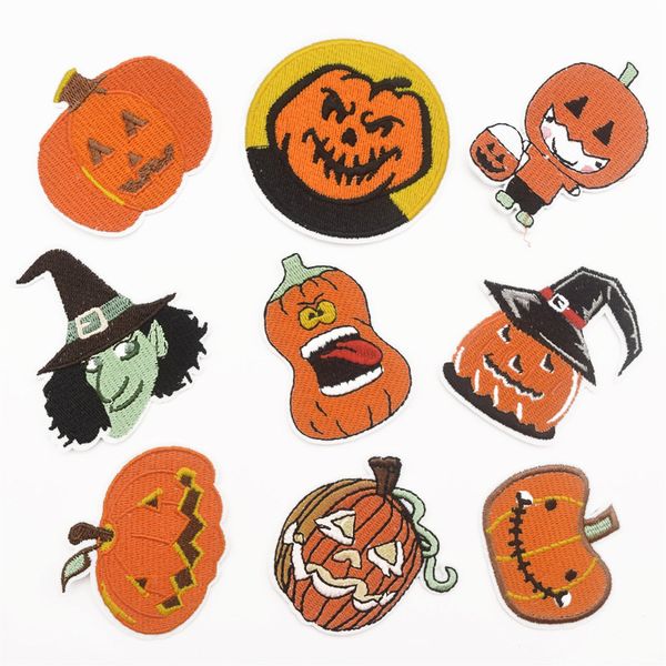 

90pcs halloween pumpkin tree leaf badge embroidered iron on patches fabric applique diy, Black