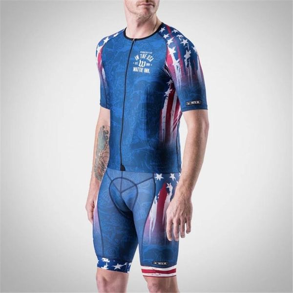 

wattie 2020 men summer cycling jersey set bib 9d bike shorts set mtb road cycling quick dry pro shirts, Black;blue