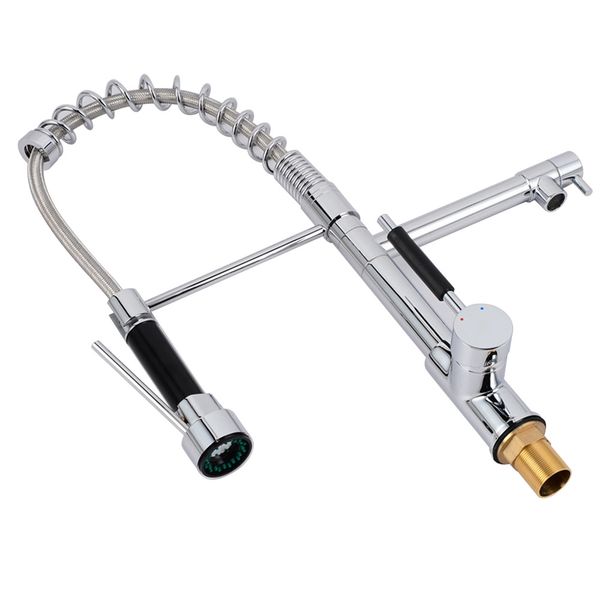 

brushed lead-sink faucet single handle single lever and cold water pull out/down sprayer rotating copper spring faucet