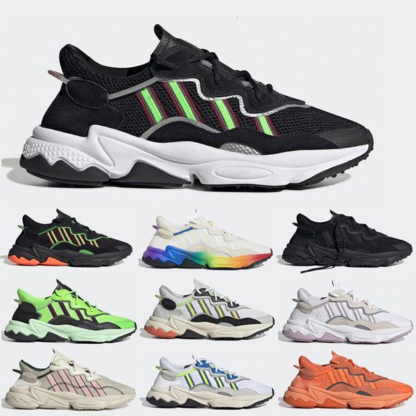 

ozweego running shoes pride for mens women oil white solar green yellow bold orange halloween tones triple black trainer sports sneakers