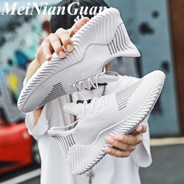 

autumn men's sneakers light flat large size running shoes men lace up low white sports shoes mesh breathable man sport shoe b3