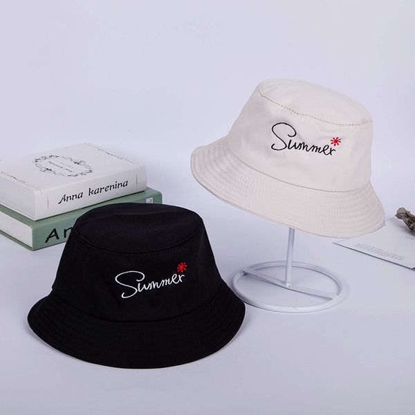 

2019 spring summer korean men and women hats embroidery letters fisherman hat outdoor leisure visor cap bucket sun hat beanies, Blue;gray