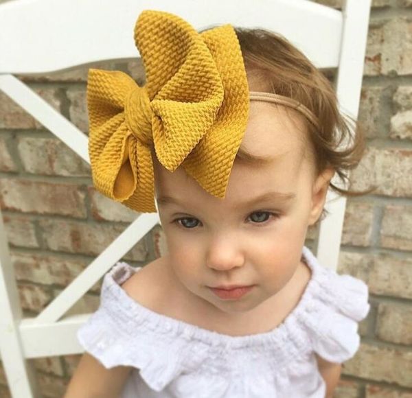 

cute big bow hairband baby girls toddler kids elastic headband knotted nylon turban head wraps bow-knot hair accessories gb926, Slivery;white